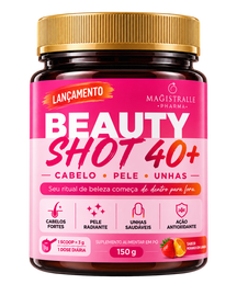 Pote do Beauty Shot 40+ — cabelo, pele e unhas, sabor morango com laranja, 150 g